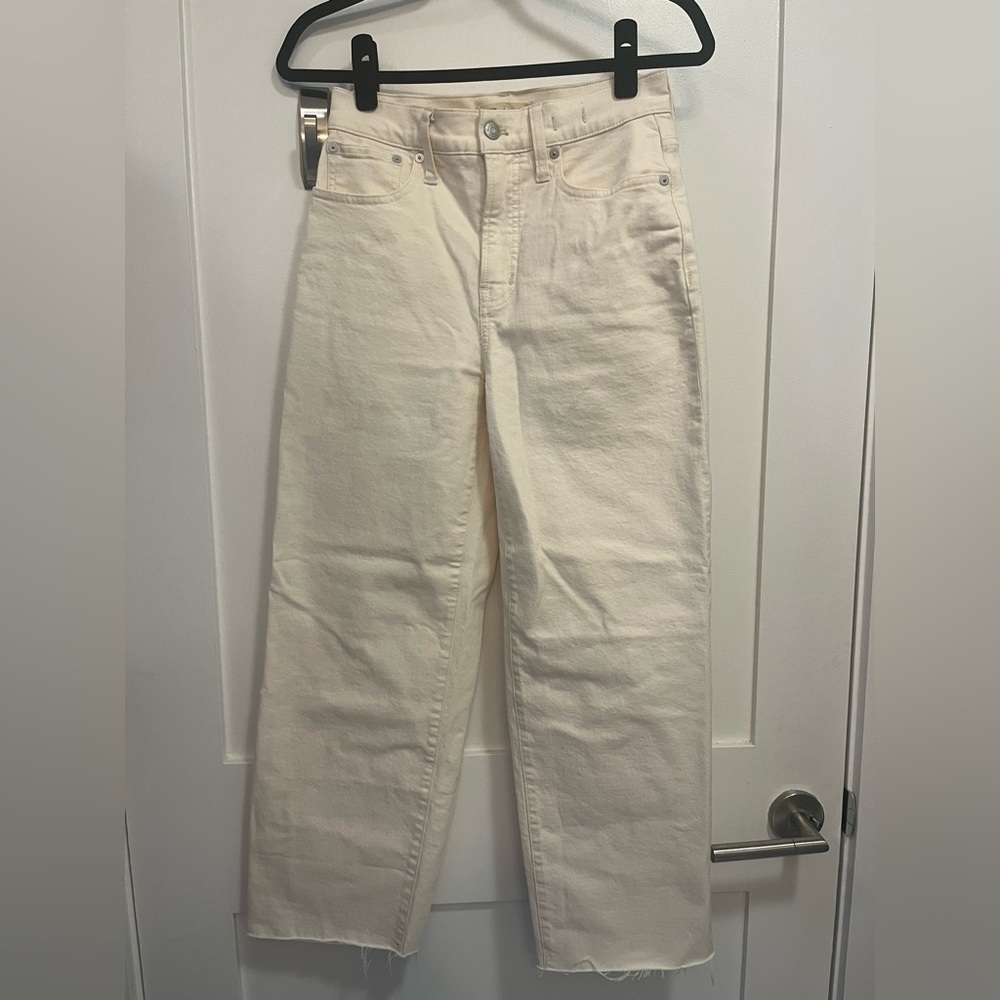 Madewell Cream White Wide Leg Crop Jeans